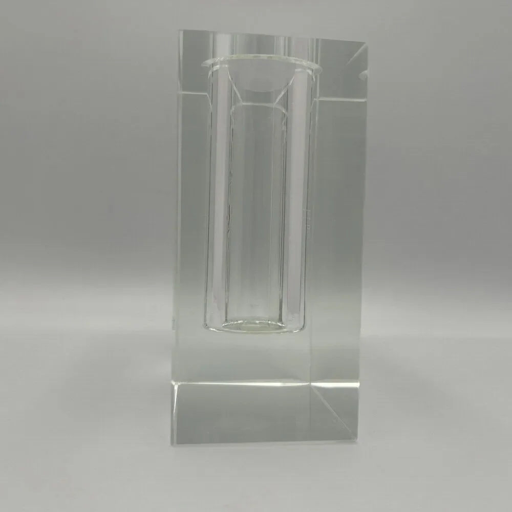 Debi Lilly Crystal Vase Demi Block Design Bud Vase Clear Solid Heavy MCM MODERN